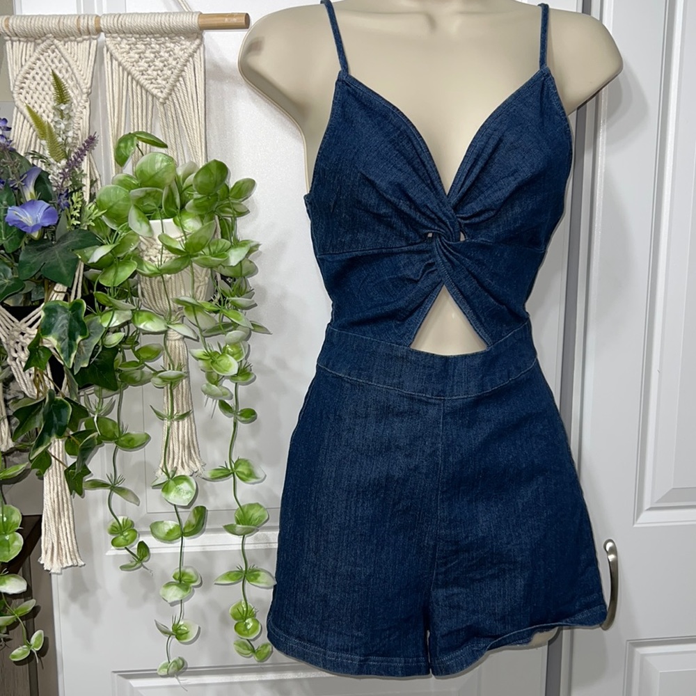 Haute Monde Denim Romper
